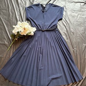 Navy midi length cocktail dress